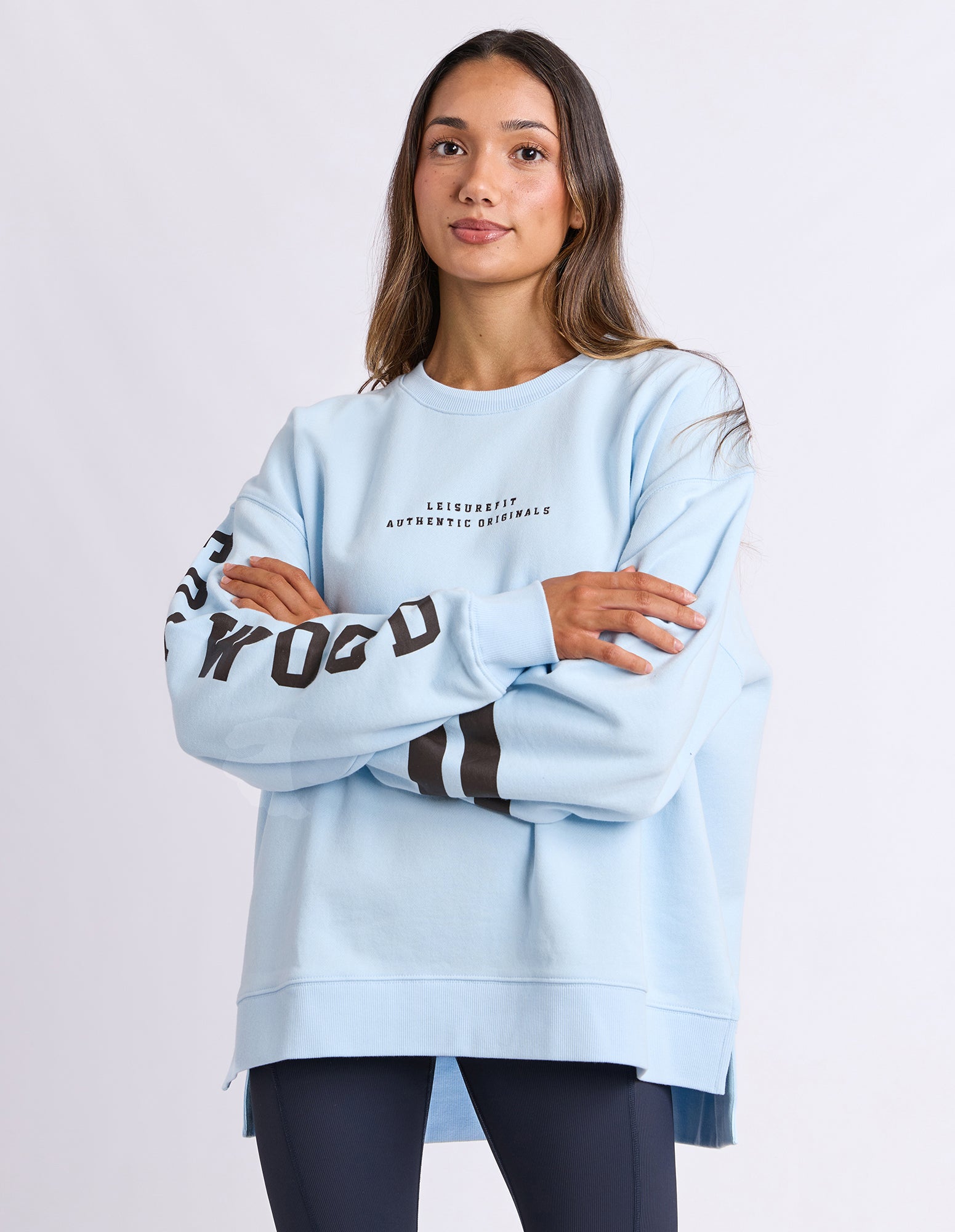 Image of Foxwood Origin Crew Jumper - Light Blue with Coffee
