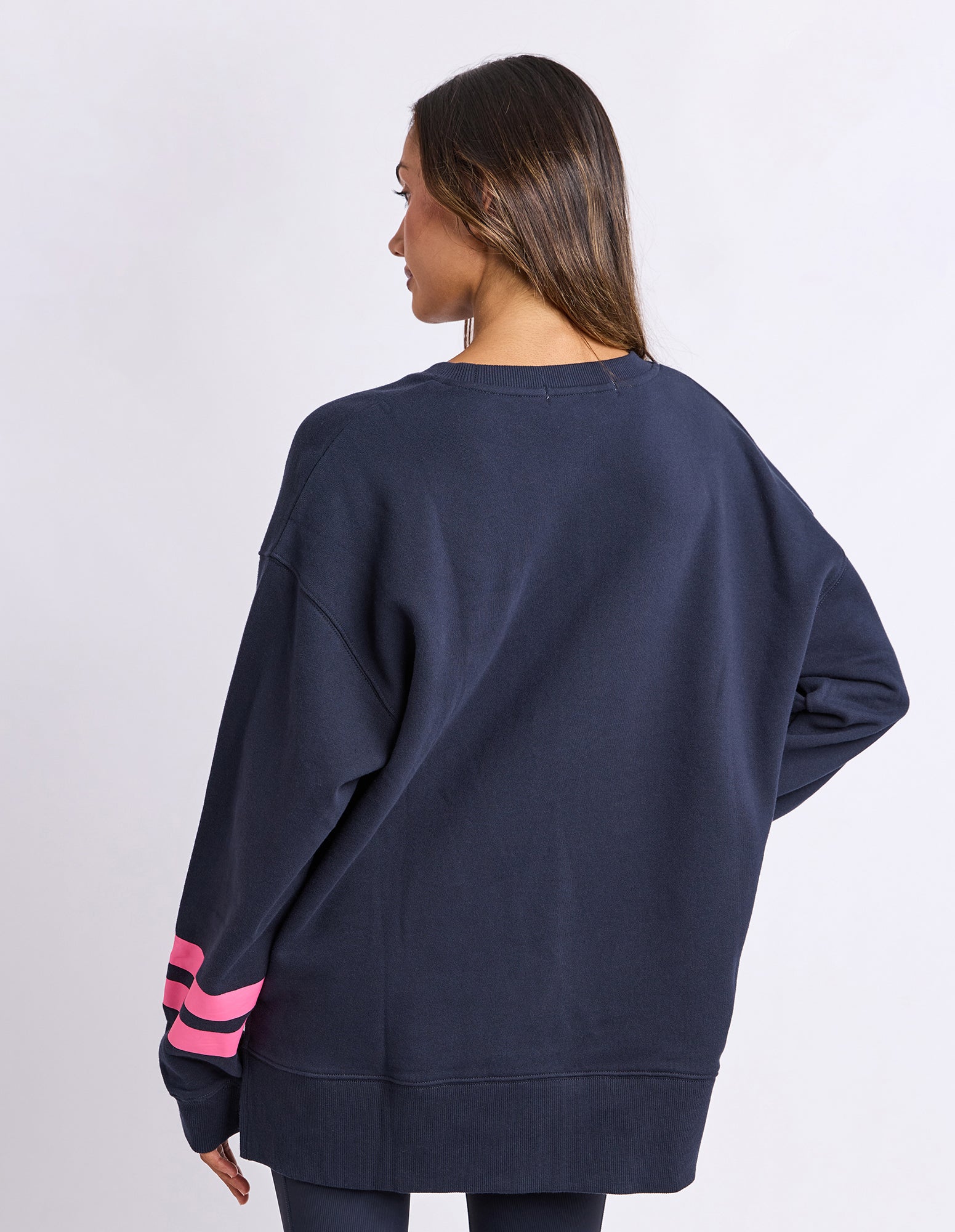 Image of Foxwood Origin Crew Jumper - Navy with Bright Pink