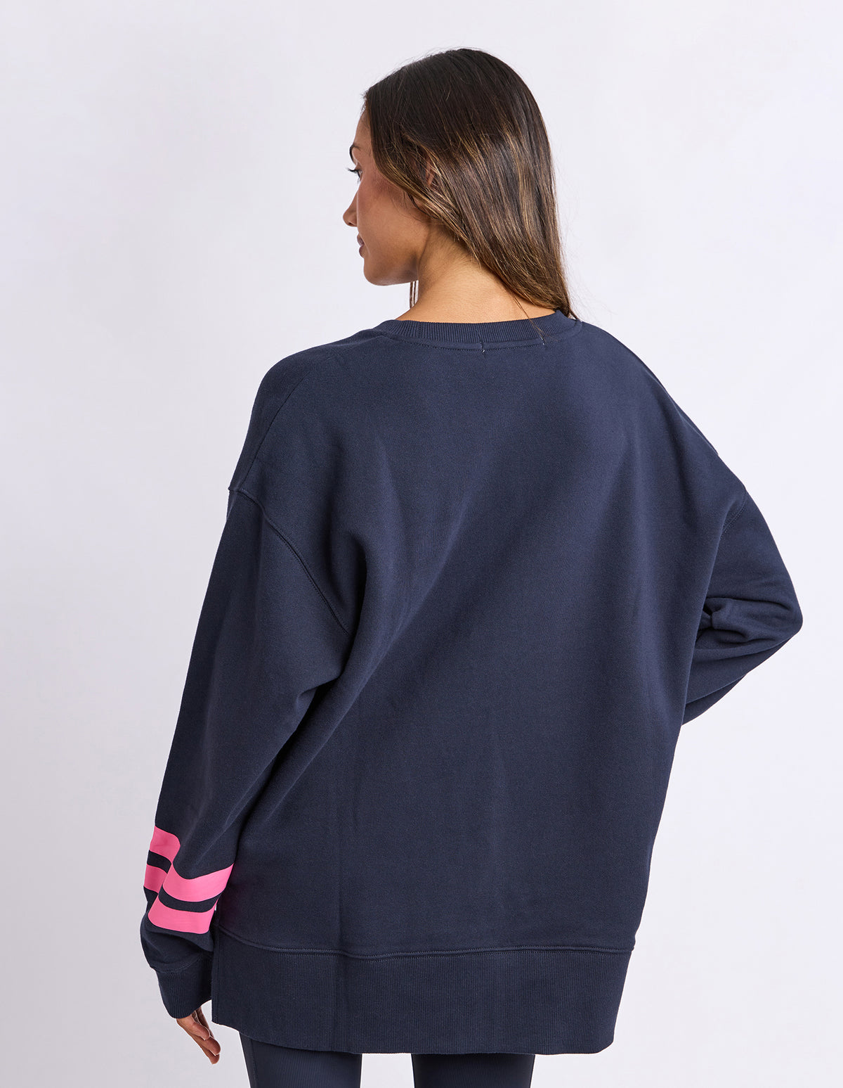 Foxwood Origin Crew Jumper - Navy with Bright Pink