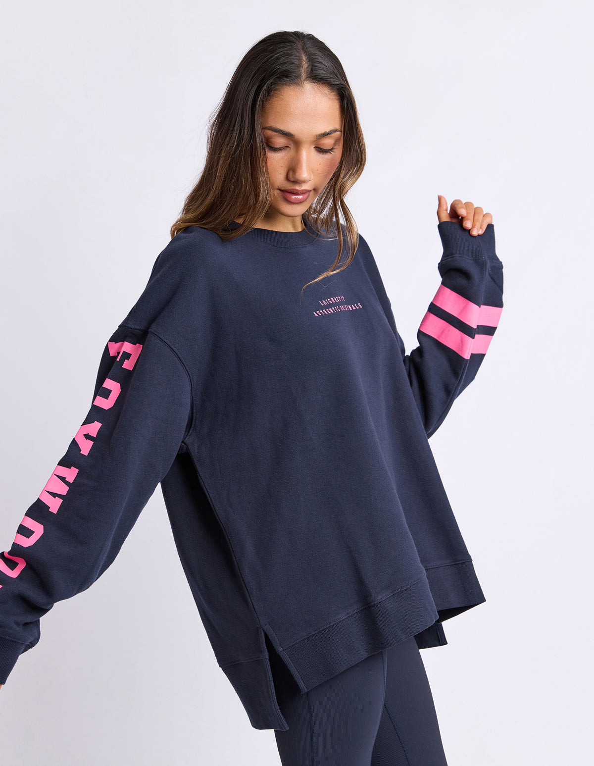 Foxwood Origin Crew Jumper - Navy with Bright Pink