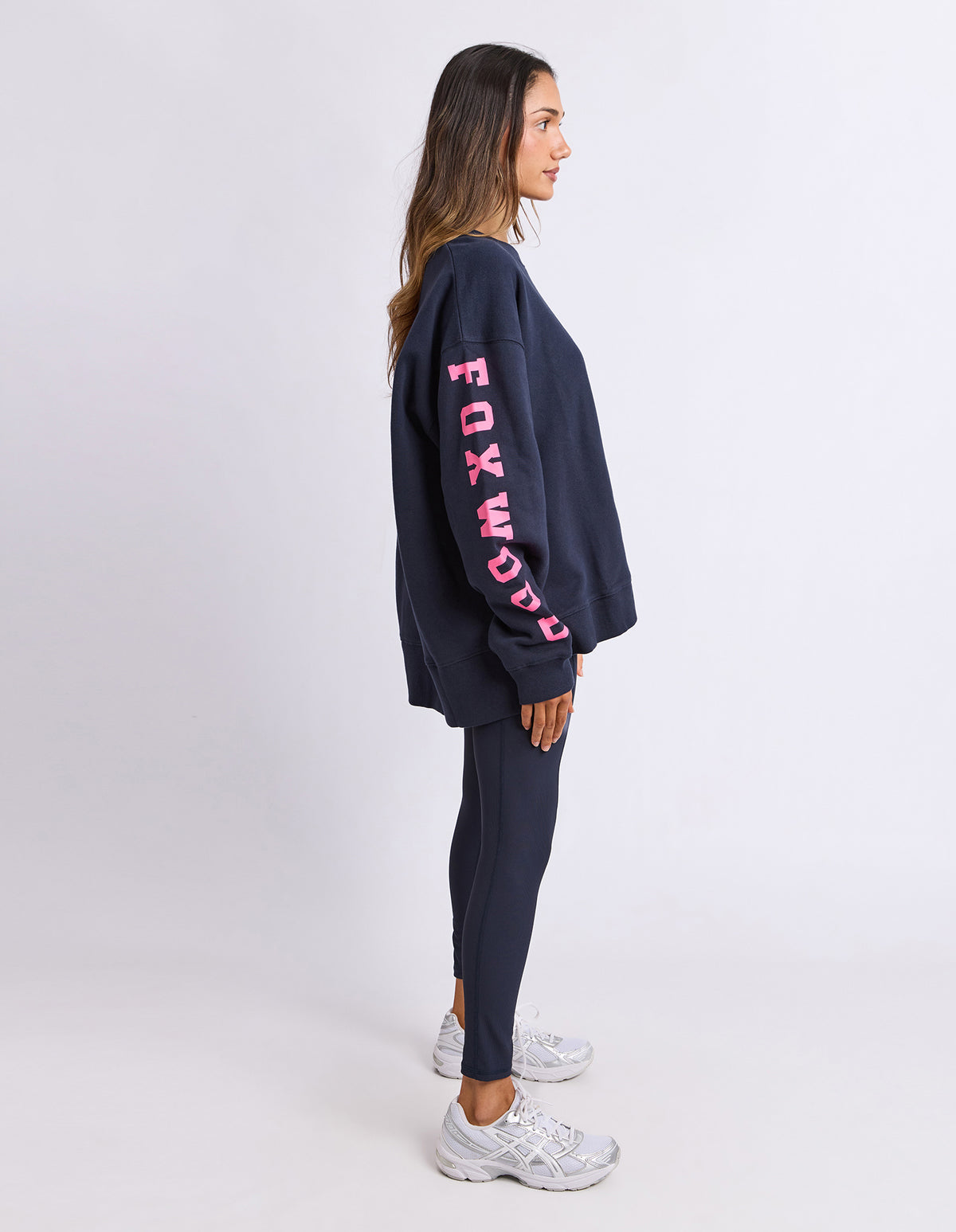 Foxwood Origin Crew Jumper - Navy with Bright Pink