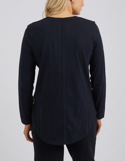 Collection of Elm Peachy Long Sleeve Vee Tee - Black in a gallery layout