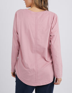 Collection of Elm Peachy Long Sleeve Vee Tee - Dusty Pink in a gallery layout