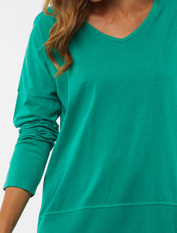 Collection of Elm Rib Vee Long Sleeve Tee - Medow Green in a gallery layout