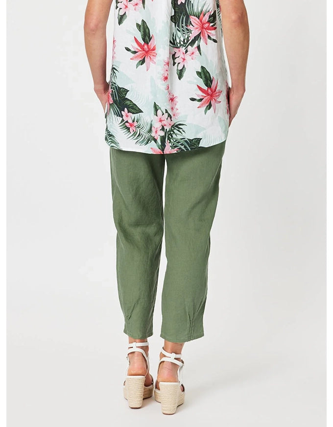 Collection of Gordon Smith Sarah Linen Pant - Khaki in a gallery layout