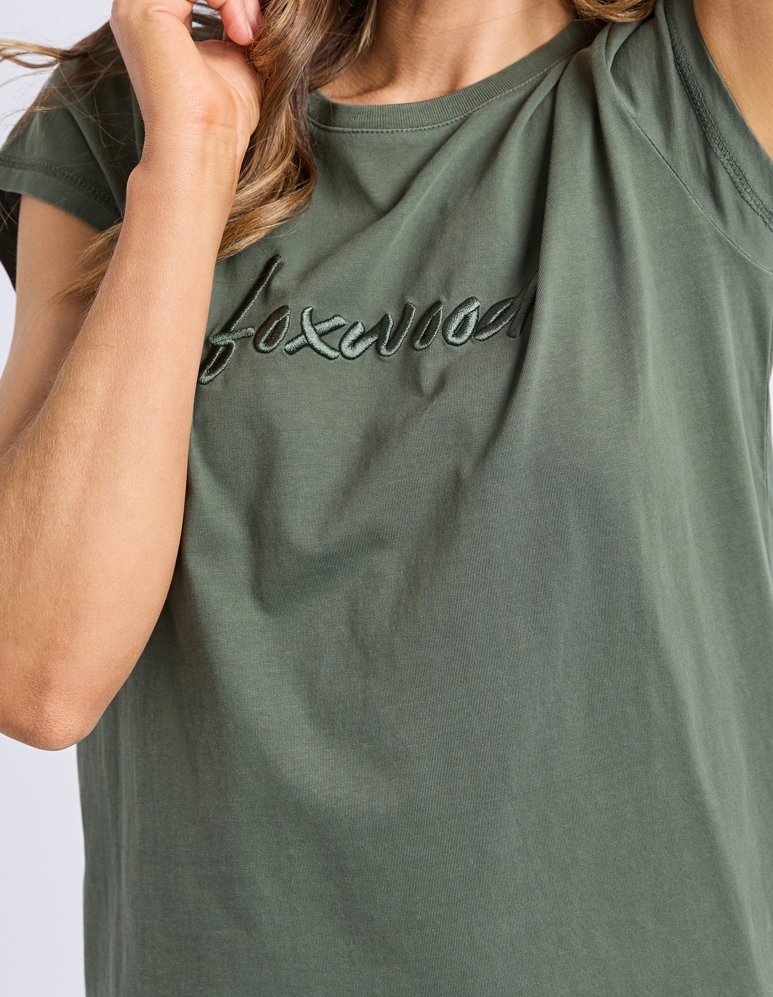 Image of Foxwood Signature Embroidery Tee Dress - Khaki