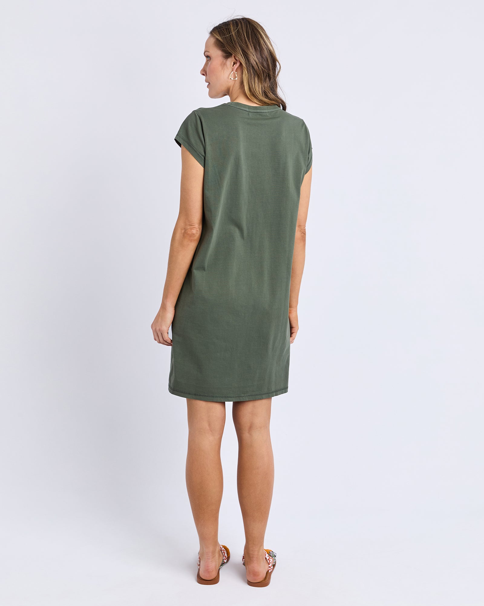 Image of Foxwood Signature Embroidery Tee Dress - Khaki