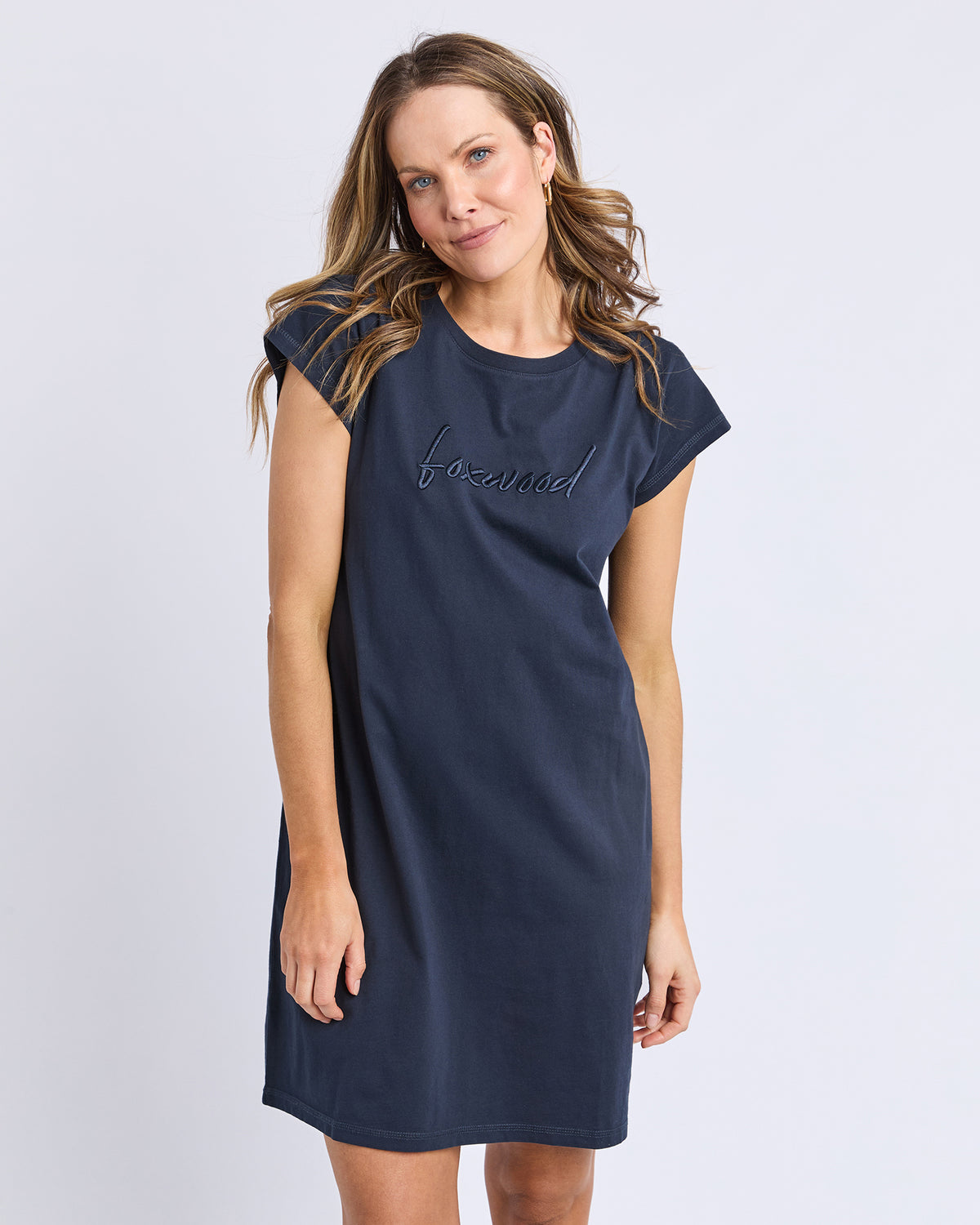 Foxwood Signature Embroidery Tee Dress - Navy