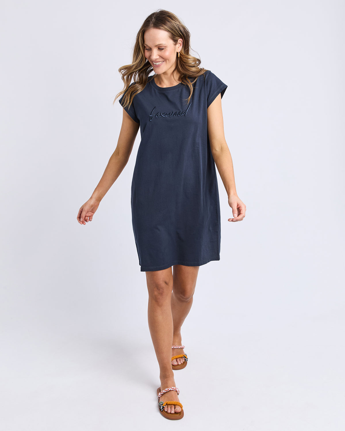 Foxwood Signature Embroidery Tee Dress - Navy