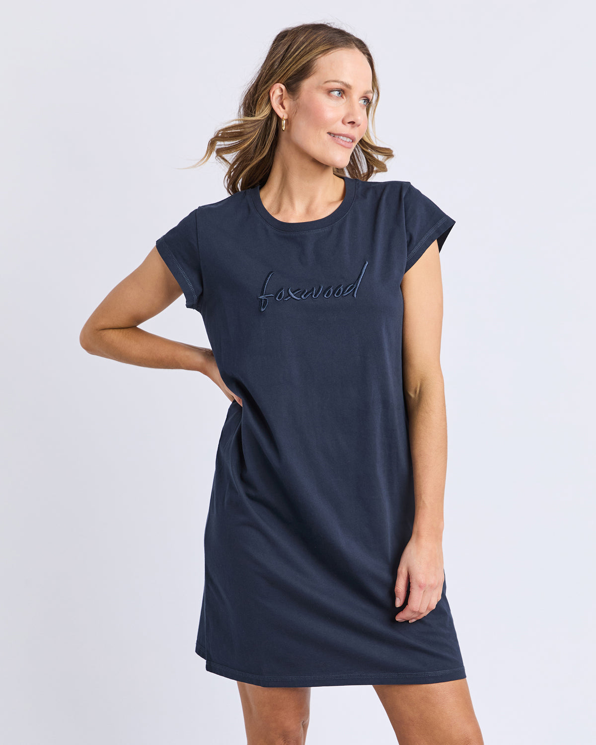 Foxwood Signature Embroidery Tee Dress - Navy