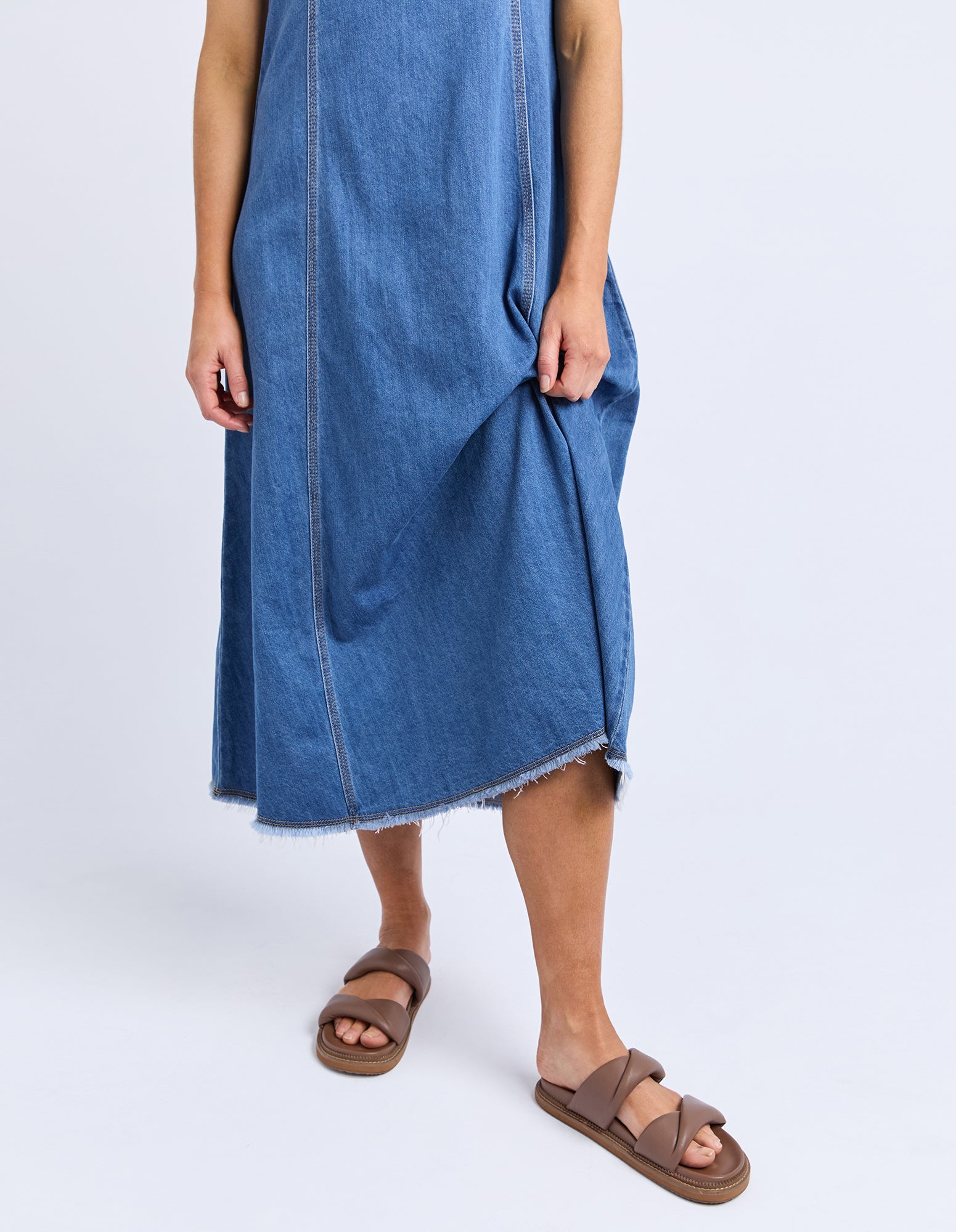 Collection of Foxwood Solene Denim Dress - Mid Blue in a gallery layout