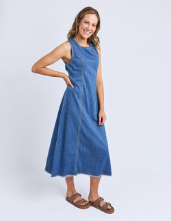 Collection of Foxwood Solene Denim Dress - Mid Blue in a gallery layout