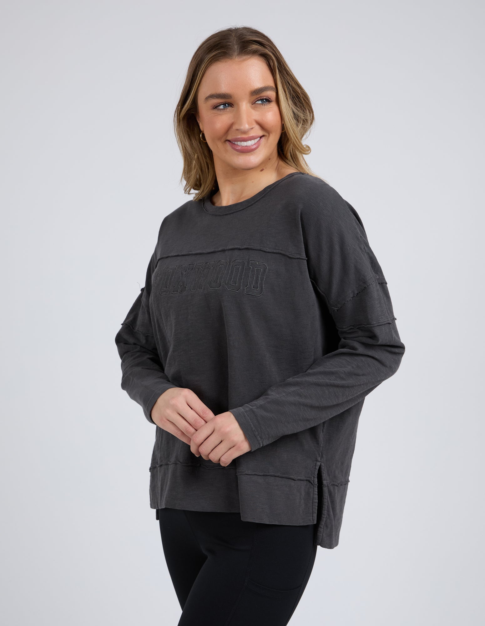 Collection of Foxwood Throw on Tee - Coal in a gallery layout