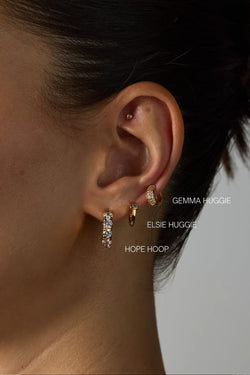 Collection of Zafino Gemma Huggie - Gold in a gallery layout
